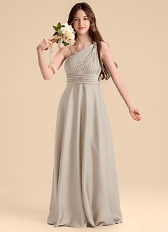 Azazie Charlize Junior Vestido de Escarcha de Satén Elástico de Corte en A con Plisado image6