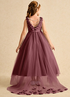 Azazie Lorita Flower Girl Dresses Desert Rose A-Line Beaded Tulle Dress image1