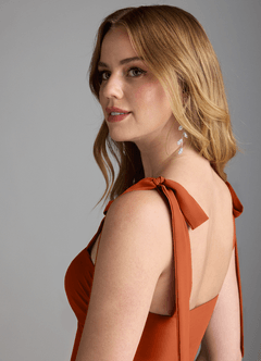 Azazie Lizet Bridesmaid Dresses Burnt Orange A-Line Sweetheart Neckline Chiffon Dress image6