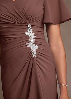 Azazie Suffolk Moeder van de bruid jurken A-Lijn Jurk van Chiffon Geplooid Espresso image5