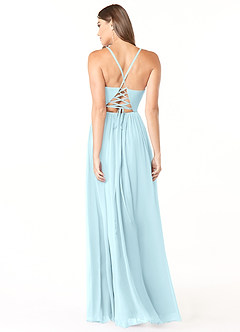 Azazie Aaida Bridesmaid Dresses Cloud Blue A-Line Corset Chiffon Dress image2