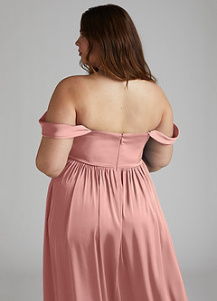 Azazie Morana Final Sale Rosette A-Line Off the Shoulder Stretch Satin Convertible Dress image18