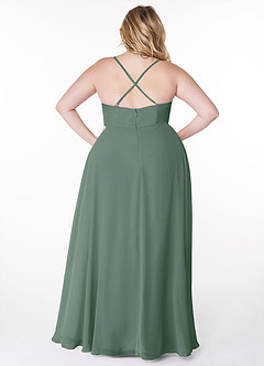 Azazie Naeem Bridesmaid Dresses Eucalyptus A-Line V-Neck Ruffle Chiffon Dress image8