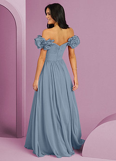 Barbie ♥ Azazie Bridesmaid Dresses Dusty Blue A-Line Off the Shoulder Chiffon Convertible Dress image2