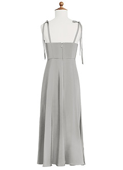 Azazie Rosey Junior Robe Trapèze en Satin extensible Encolure en Forme de Cœur Argent image8