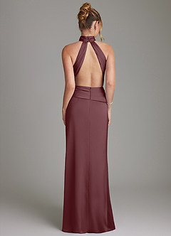Azazie Gracelynn Bridesmaid Dresses Sangria Sheath Pleated Stretch Satin Dress image8