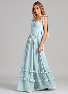 Azazie Anastacia 신부 들러리 드레스 A라인 스윗하트 네크라인 쉬폰 바닥 길이 드레스 image5