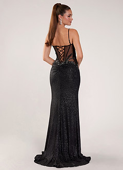 Christinmar Black Rhinestone Stretch Satin Prom Dress image2
