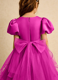 Azazie Cocoa Abiti da Ragazza di Fiori Abito Principessa in Tulle Plissettato Fucsia image9