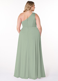 Azazie Brooke Bridesmaid Dresses Dusty Sage A-Line One Shoulder Mesh Dress image7