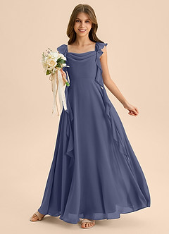 Azazie Carmin Junior Klä av A-Line i Chiffong Rynkad image5