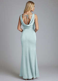 Azazie Tallie Bridesmaid Dresses Mist Mermaid Pleated Stretch Satin Dress image6