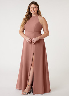 Azazie Clarice Bridesmaid Dresses Cedar Rose A-Line Halter Chiffon Dress image11