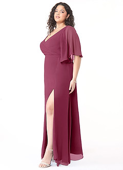 Azazie Cierra Bridesmaid Dresses Mulberry A-Line V-Neck Chiffon Dress image11