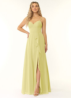 Azazie Naeem Bridesmaid Dresses Lemon Sorbet A-Line V-Neck Ruffle Chiffon Dress image1