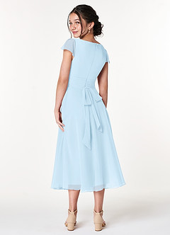Azazie Payton A-Line Bow Chiffon Tea-Length Junior Bridesmaid Dress image2