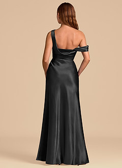 Azazie Madelyn Suknie dla druhen Syrena Zza ramienia Metaliczny satynowy Do ziemi Sukienka image6