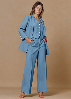 front Rowan Steel Blue Refined Weave Performance 2-Piece Suit