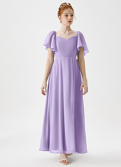 Azazie Chloe Junior Lilac A-Line Sweetheart Neckline Chiffon Dress image5