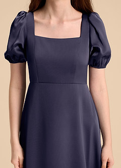 Azazie Briar Junior Vestido de Tormenta de Satén Elástico de Corte en A con Lazo image8