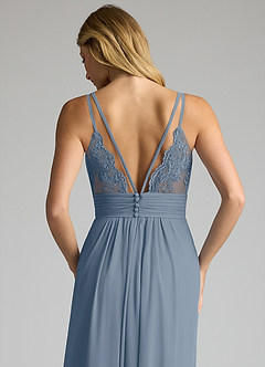 Azazie Maren Allure Brautjungfernkleider A-Linie V-Hals Spitze Chiffon Kleid Zwielichtviolett image2