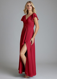 Azazie Omari Bridesmaid Dresses Scarlet A-Line Chiffon Dress image4