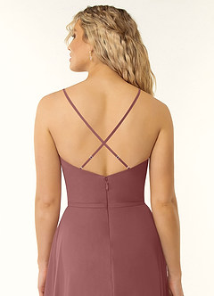Azazie Naeem Bridesmaid Dresses Desert Rose A-Line V-Neck Ruffle Chiffon Dress image6