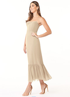 Azazie Justina Bridesmaid Dresses Champagne A-Line Sweetheart Neckline Chiffon Dress image3