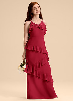 Azazie Evara Junior Scarlet A-Line Chiffon Dress image6