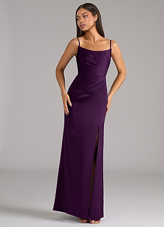 Azazie Marla Bridesmaid Dresses Grape Sheath Strapless Stretch Satin Convertible Dress image7