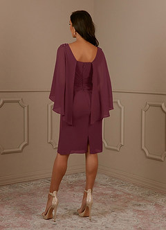 Azazie Mirra Abiti per la Madre della Sposa Abito Tubino in Chiffon con Scollo a U a Pieghe Cabernet image3