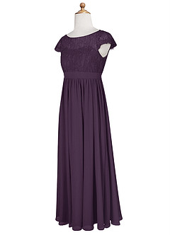 Azazie Silvermist Junior Plum A-Line Pleated Chiffon Dress image10