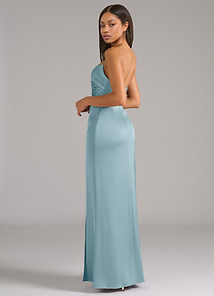 Azazie Marla Jurken voor bruidsmeisjes Converteerbaar Jurk van Stretch Satijn met Kolom Strapless Mystiek Blauw image5