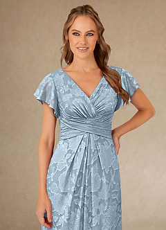 Azazie Vera Abiti per la Madre della Sposa Abito A-Line in Burnout Floreale Plissettato Azzurro image5