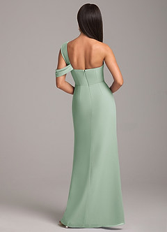 Azazie Wynter Bridesmaid Dresses Agave Sheath Off the Shoulder Chiffon Dress image6