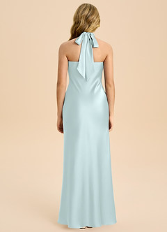 Azazie Chickie Junior Robe Fourreau en Satin extensible Plissée Verre De Mer image2