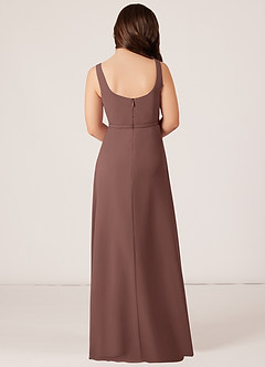 Azazie Renee Junior Espresso A-Line Side Slit Chiffon Dress image2