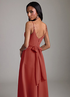 Azazie Kali Bridesmaid Dresses Terracotta A-Line Pleated Chiffon Dress image2