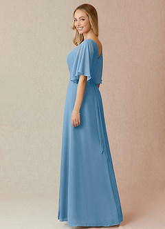 Azazie Cierra Bridesmaid Dresses Steel Blue A-Line V-Neck Chiffon Dress image5