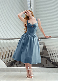 Arwen Powder Blue Dropped Waist Midi Dress image9