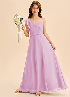 Azazie Kelsea Junior Klä av A-Line i Chiffong Rynkad image3