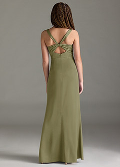 Azazie Mero Junior Pistachio Mermaid Pleated Stretch Satin Dress image5