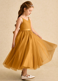 Azazie Patootie vestidos de niña de las flores Vestido de Caramelo de Tul de Corte En A con Tirante Espagueti image4