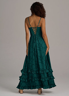 Azazie Lettie Robes de demoiselle d'honneur Robe Trapèze en Blumen-Burnout Corset Vert Pin image6