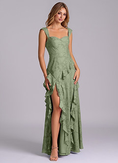 Azazie Sloane Bridesmaid Dresses Pistachio A-Line Sweetheart Neckline Floral Burnout Dress image6