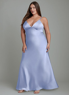 Azazie Stefania Bridesmaid Dresses Ice A-Line Stretch Satin Dress image12