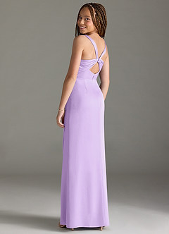 Azazie Mero Junior Lilac Mermaid Pleated Stretch Satin Dress image2
