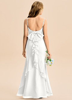 Azazie Lioren Junior White Mermaid Bow Chiffon Dress image5