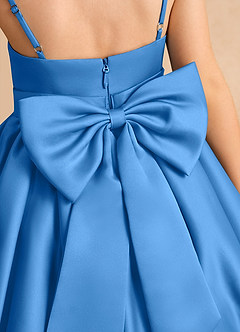 Azazie Davine vestidos de niña de las flores Vestido de Azul Grisaceo de Satin Mate de Corte En A con Tirante Espagueti image10