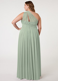 Azazie Charlize Bridesmaid Dresses A-Line One Shoulder Mesh Floor-Length Dress image8